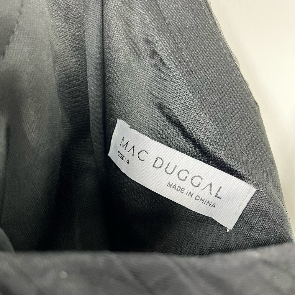 Mac Duggal 20412 Ruffled One Shoulder High Low Tulle Gown Size 4 NWT Black - Picture 9 of 13